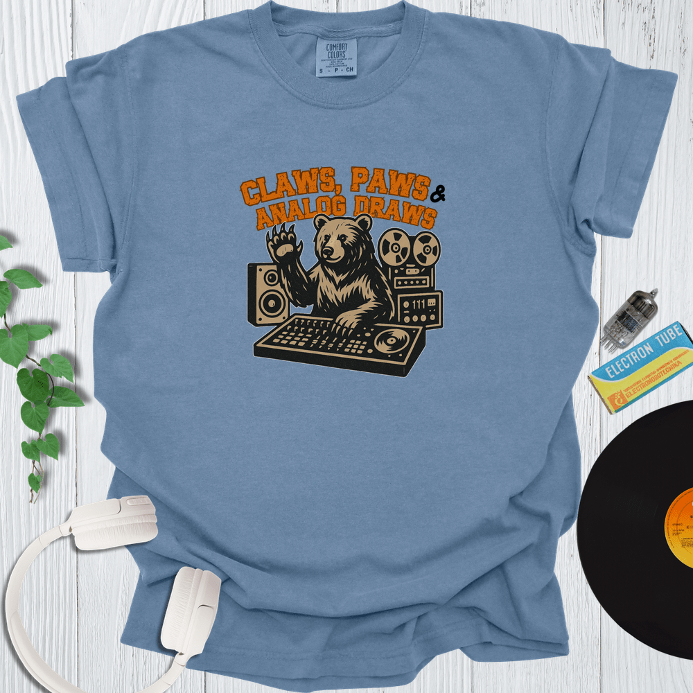 Printify T-Shirt Blue Jean / S Claws Paws and Analog Draws