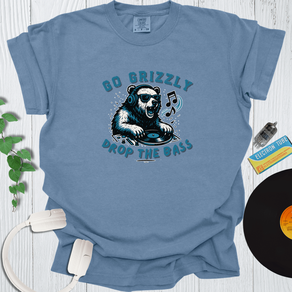 Printify T-Shirt Blue Jean / S Go Grizzley Drop the Bass