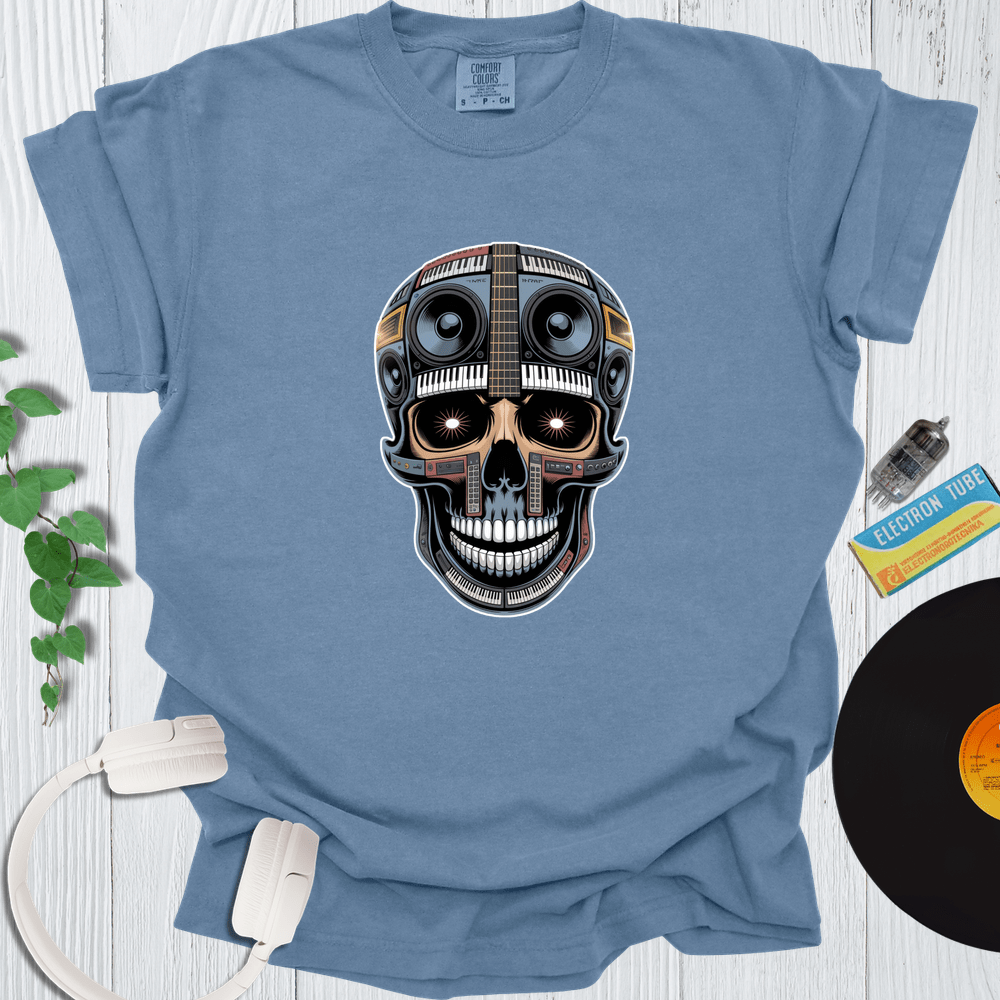 Printify T-Shirt Blue Jean / S Music Skull