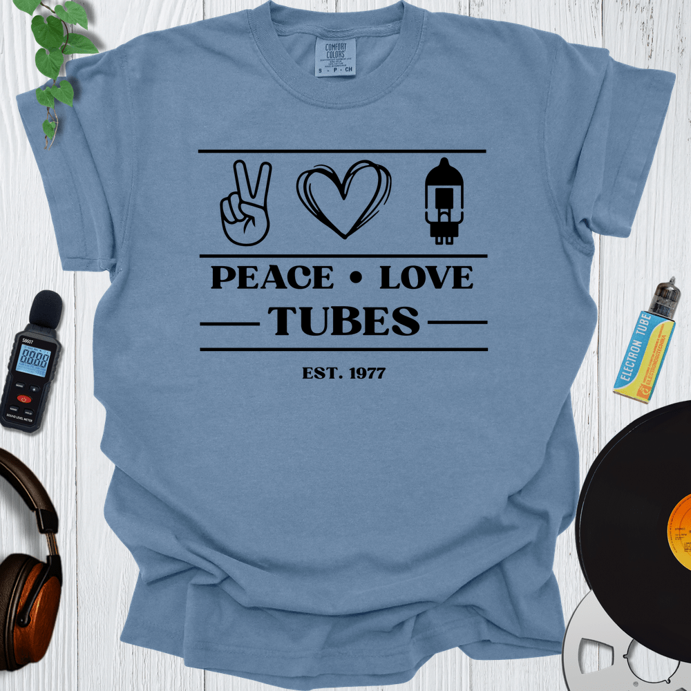 Printify T-Shirt Blue Jean / S Peace Love Tubes V2