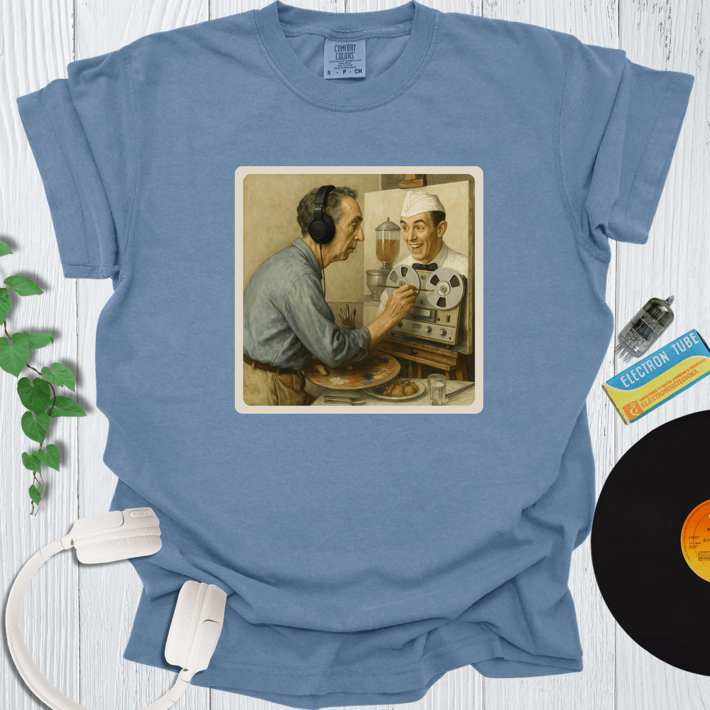 Printify T-Shirt Blue Jean / S Portrait Of Norman Rockwell Painting The Soda Jerk