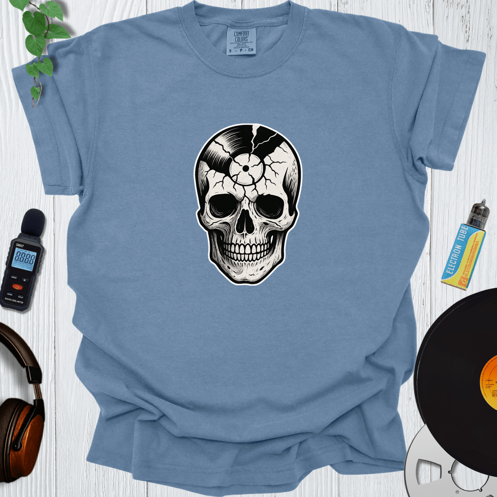 Printify T-Shirt Blue Jean / S Record Skull