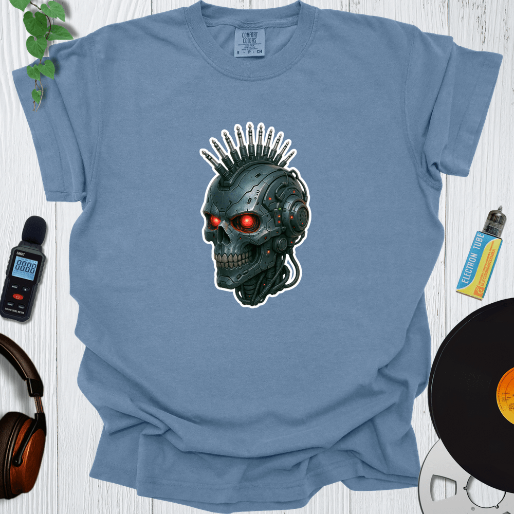 Printify T-Shirt Blue Jean / S Robot Mohawk Skull
