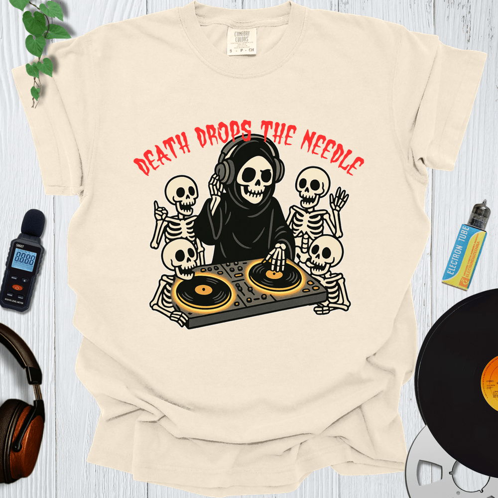 Printify T-Shirt Ivory / S Death Drops The Needle