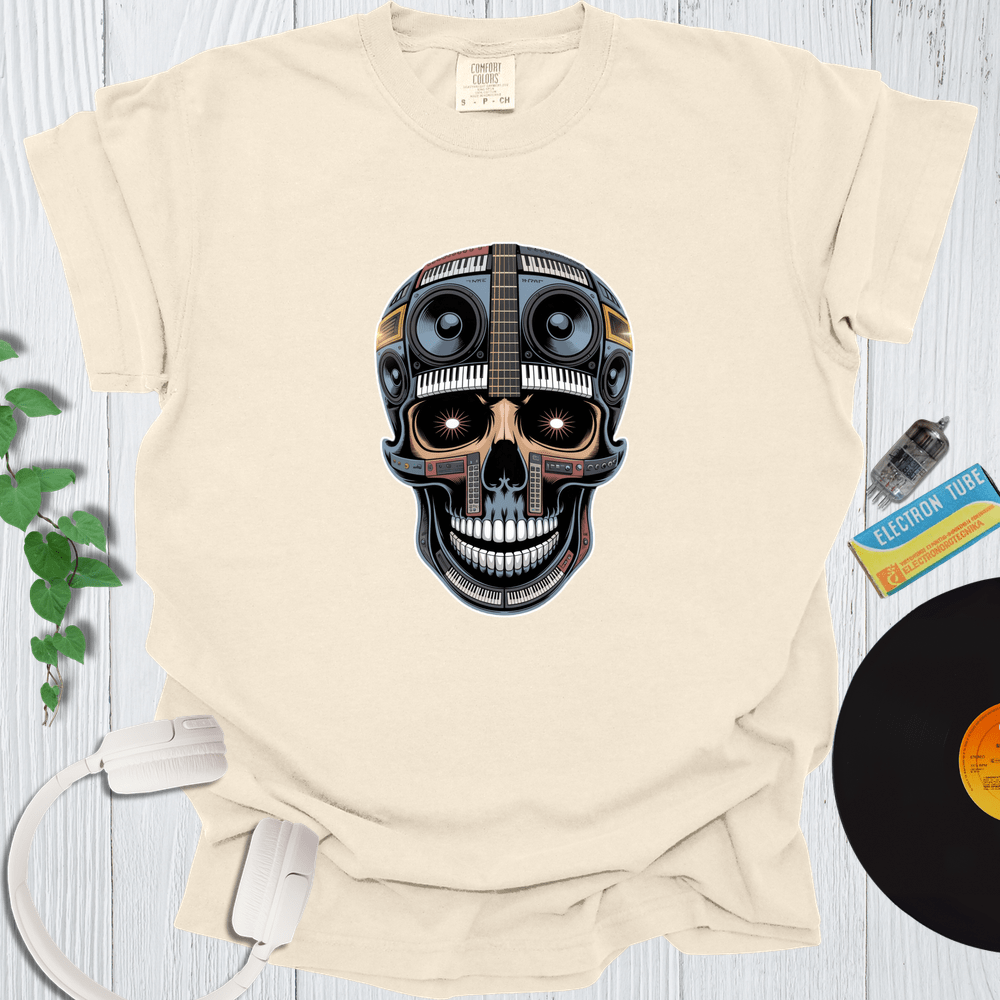 Printify T-Shirt Ivory / S Music Skull