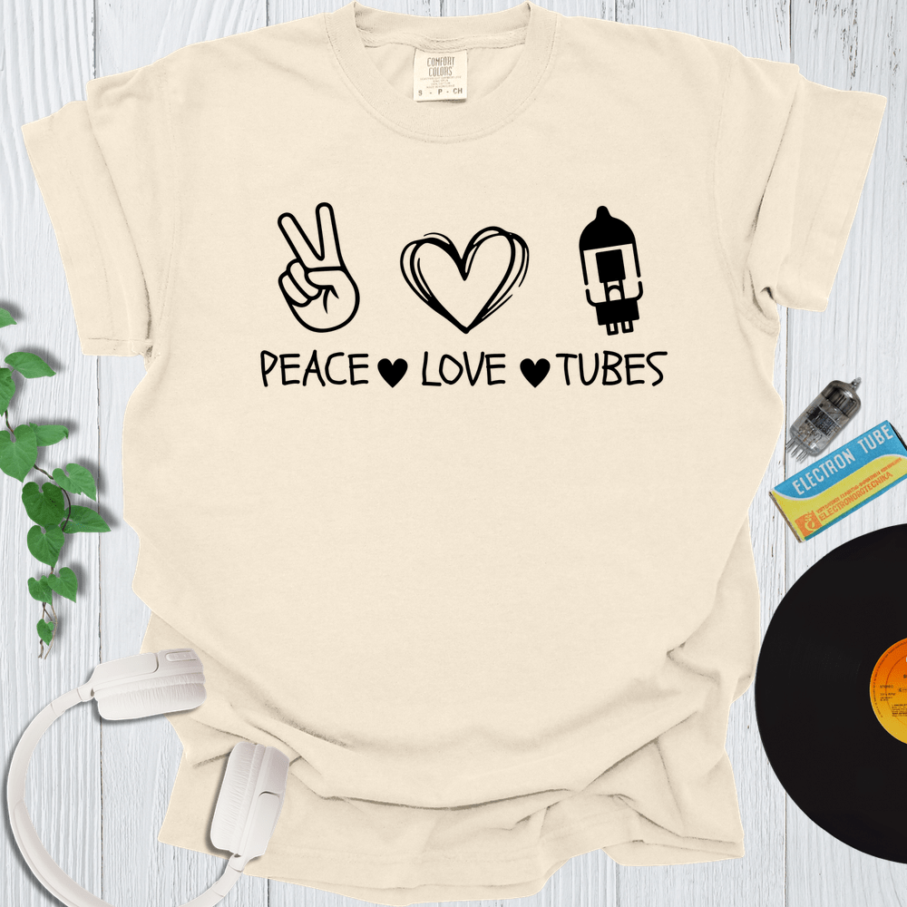 Printify T-Shirt Ivory / S Peace Love Tubes