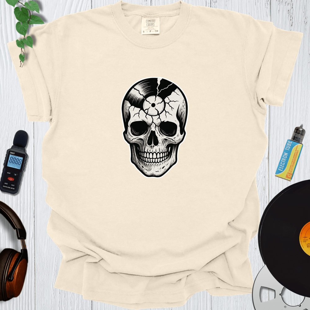 Printify T-Shirt Ivory / S Record Skull