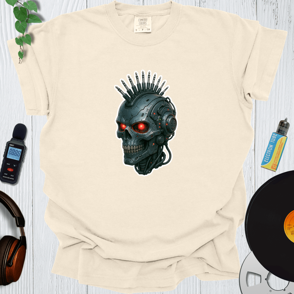 Printify T-Shirt Ivory / S Robot Mohawk Skull