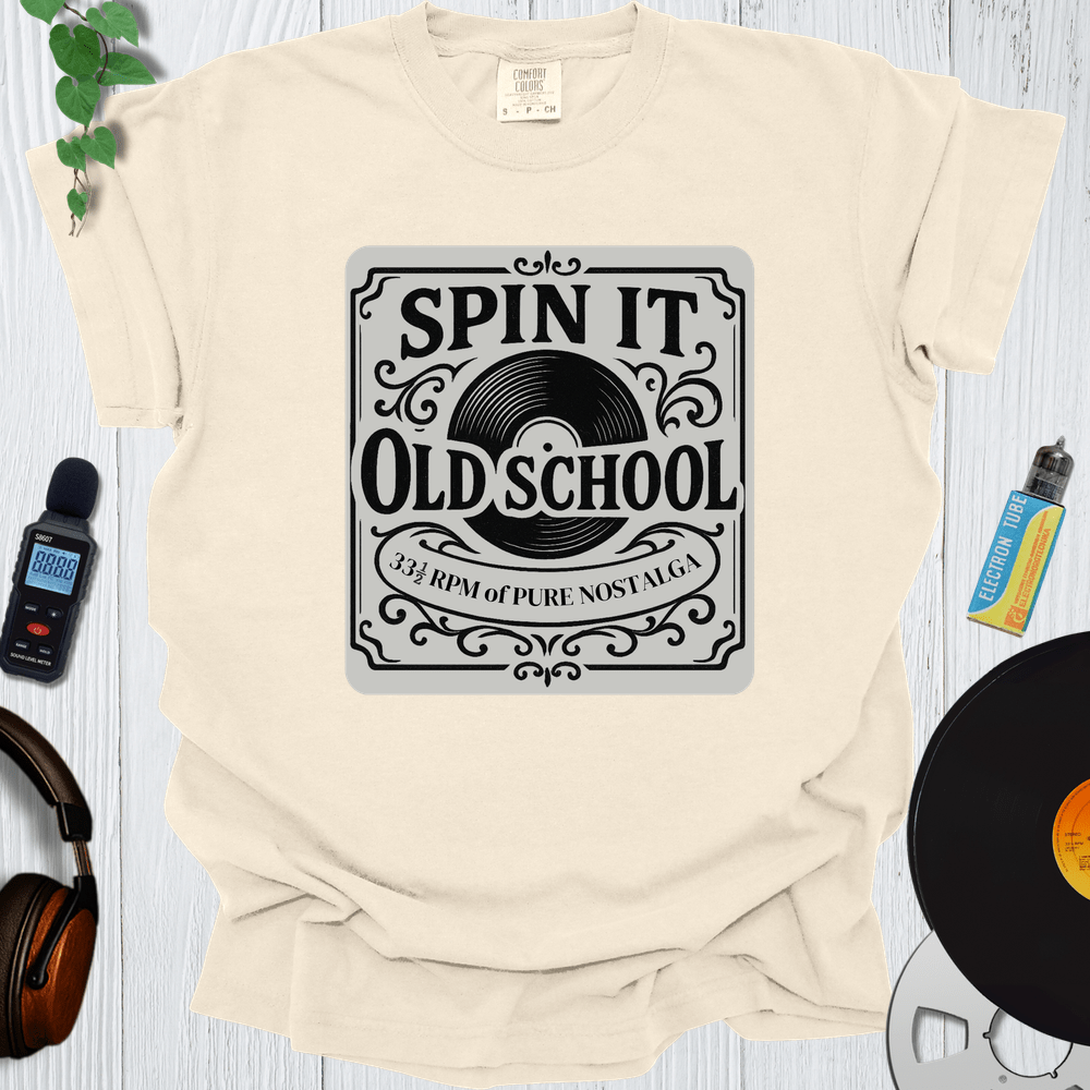 Printify T-Shirt Ivory / S Spin It Old School