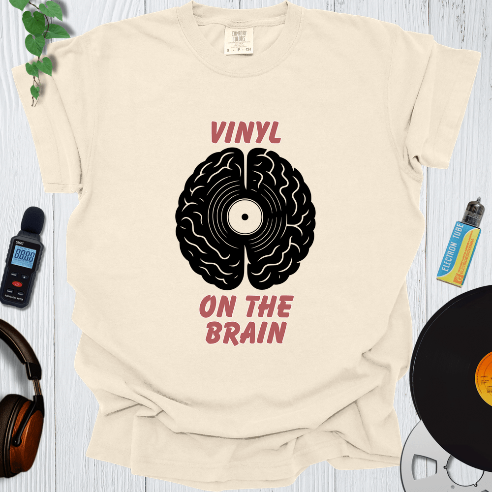 Printify T-Shirt Ivory / S Vinyl On The Brain