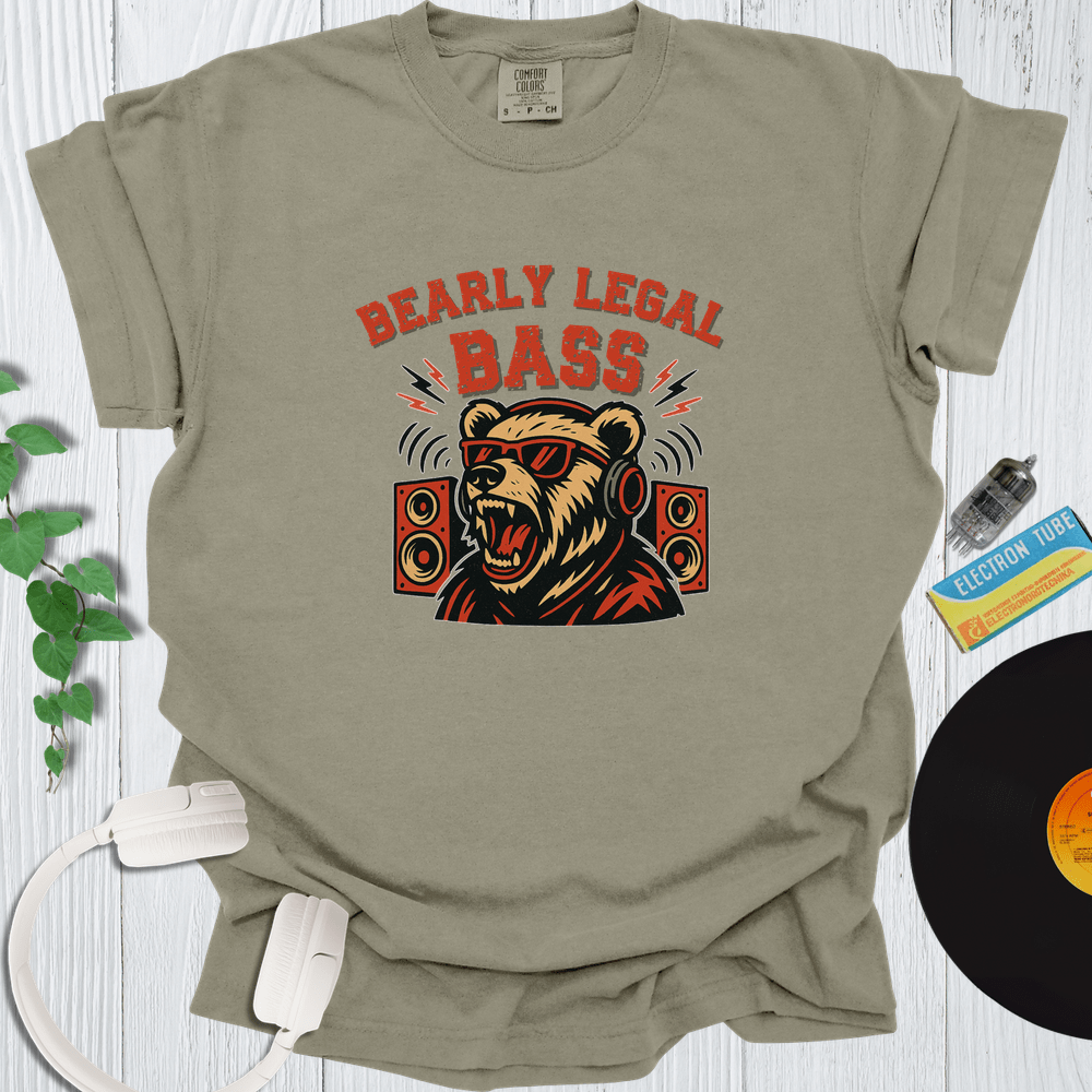 Printify T-Shirt Khaki / S Bearly Legal Bass