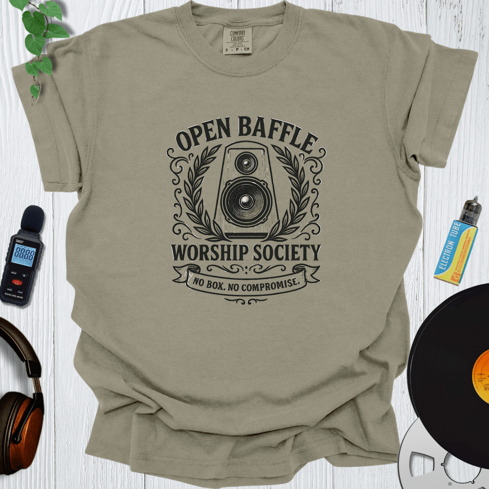 Printify T-Shirt Khaki / S Open Baffle Worship Society
