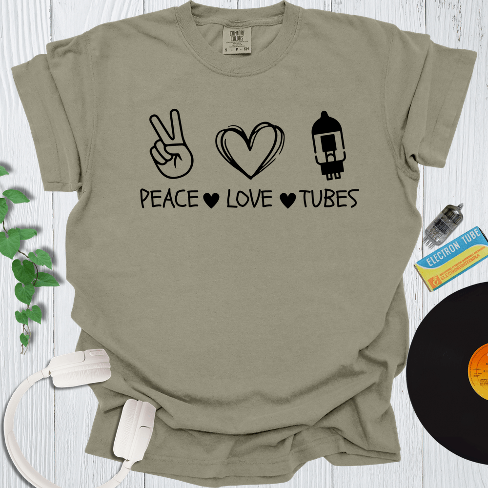 Printify T-Shirt Khaki / S Peace Love Tubes