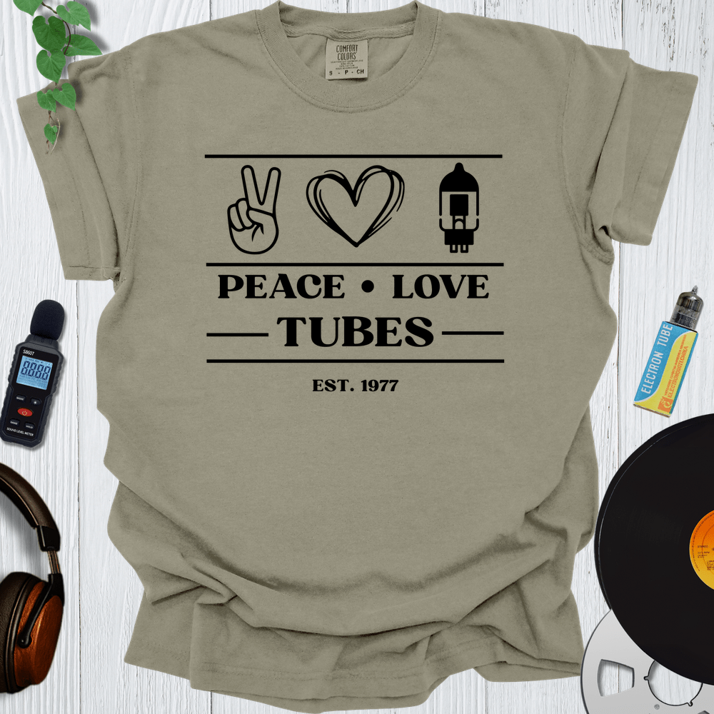 Printify T-Shirt Khaki / S Peace Love Tubes V2