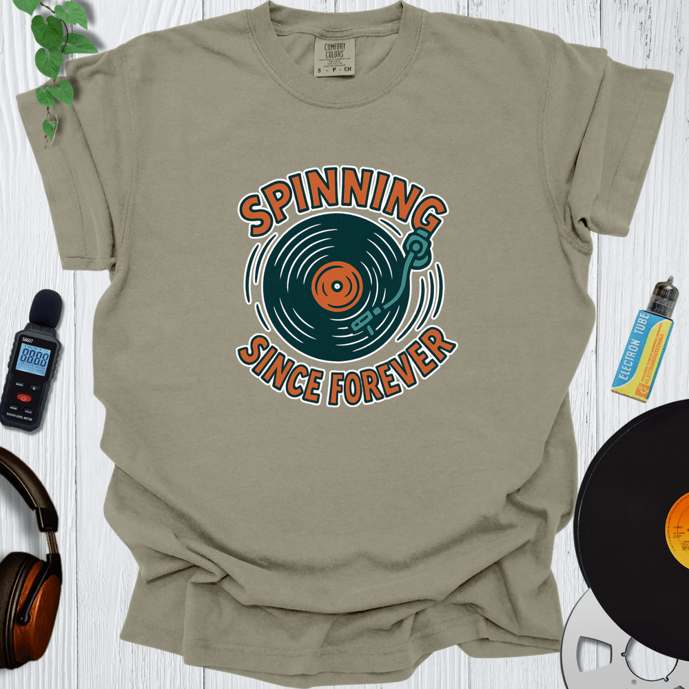 Printify T-Shirt Khaki / S Spinning Since Forever