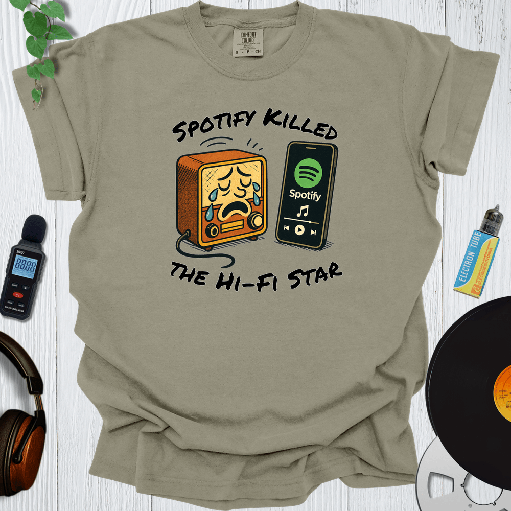 Printify T-Shirt Khaki / S Spotify Killed The Hi Fi Star