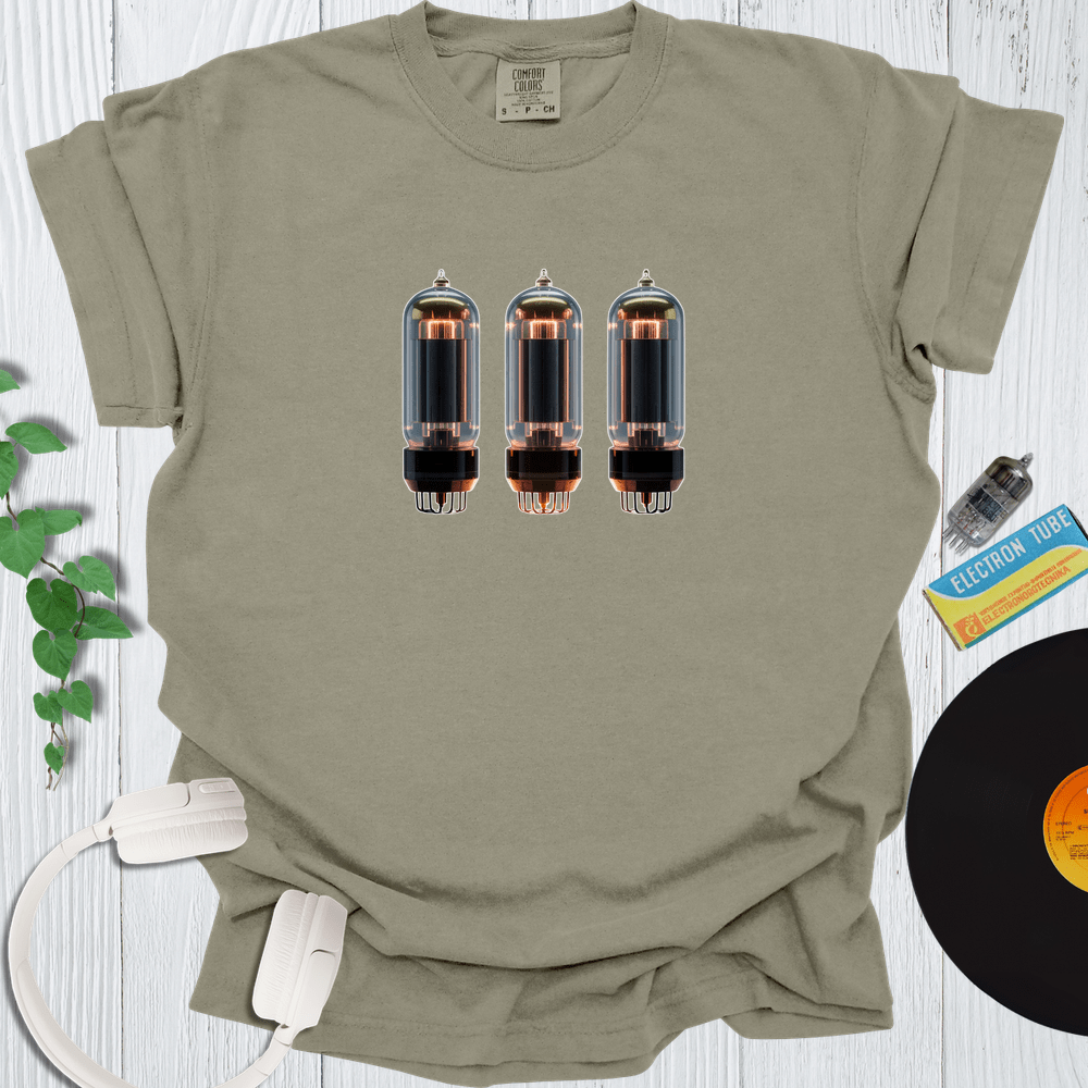 Printify T-Shirt Khaki / S Three Vacuum Tubes