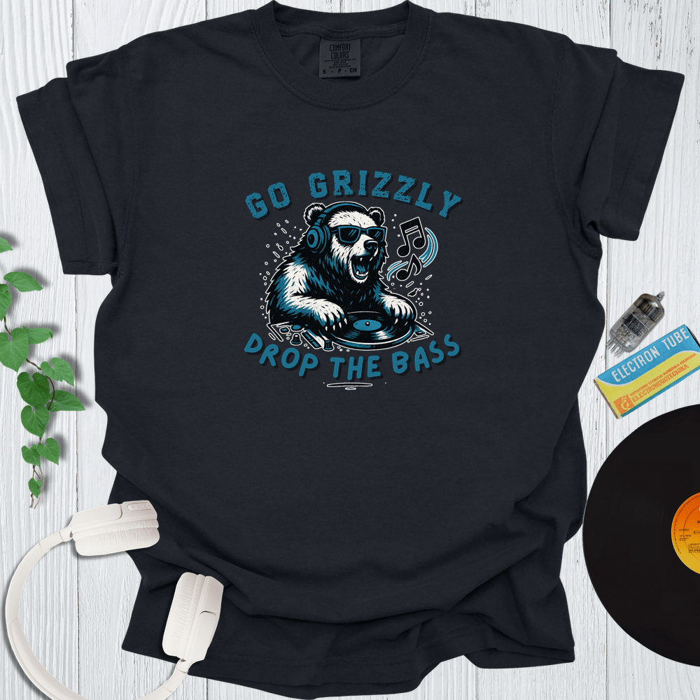 Printify T-Shirt Black / S Go Grizzley Drop the Bass