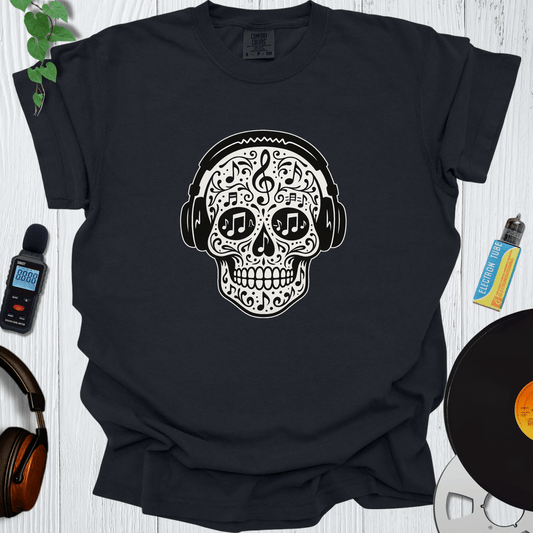 Printify T-Shirt Black / S Headphone Skull