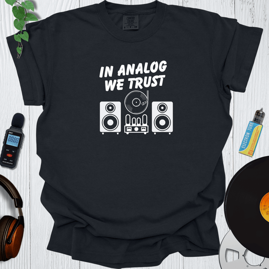 Printify T-Shirt Black / S In Analog We Trust