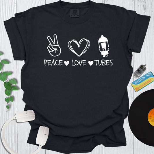 Printify T-Shirt Black / S Peace Love Tubes