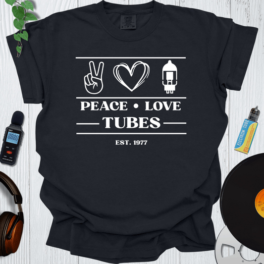 Printify T-Shirt Black / S Peace Love Tubes V2