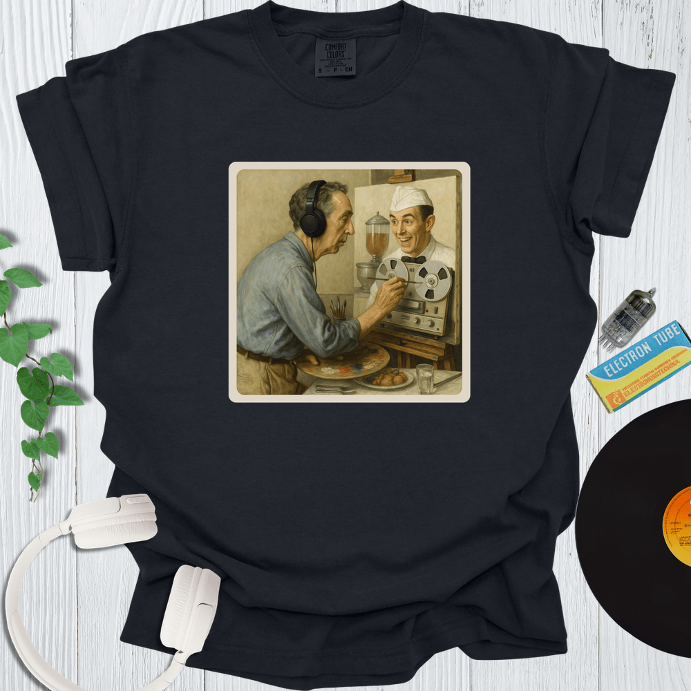 Printify T-Shirt Black / S Portrait Of Norman Rockwell Painting The Soda Jerk