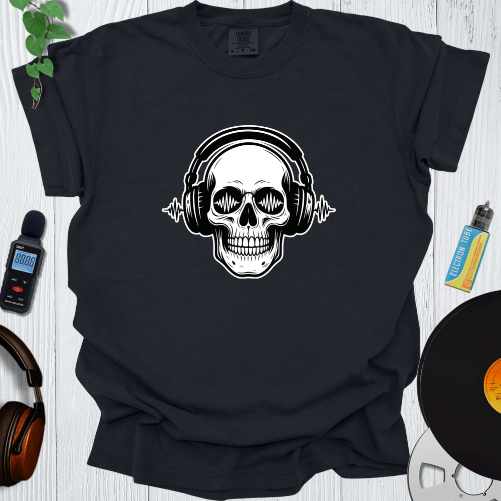 Printify T-Shirt Black / S Skull Headphones