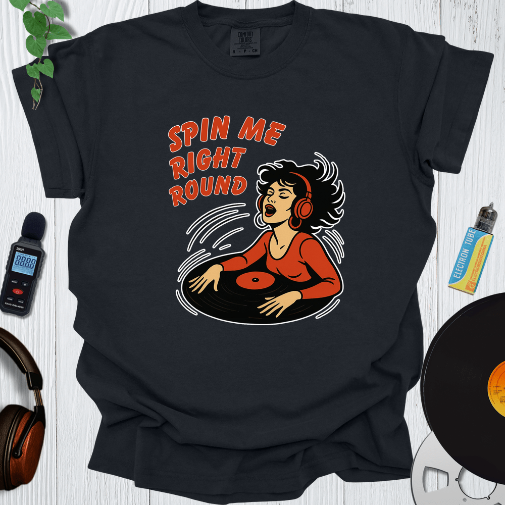 Printify T-Shirt Black / S Spin Me Right Round