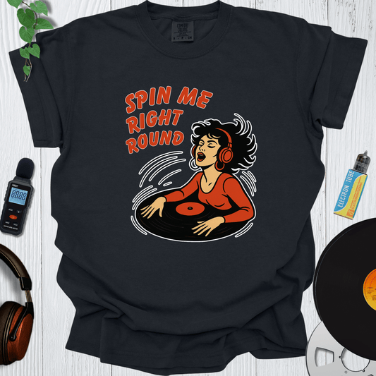 Printify T-Shirt Black / S Spin Me Right Round