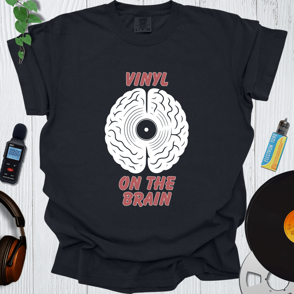 Printify T-Shirt Black / S Vinyl On The Brain