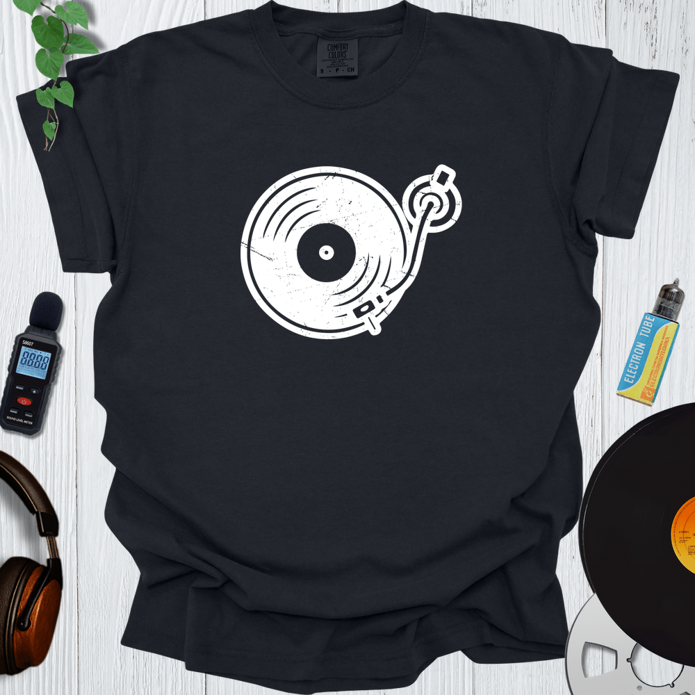 Printify T-Shirt Black / S Vinyl Record Outline