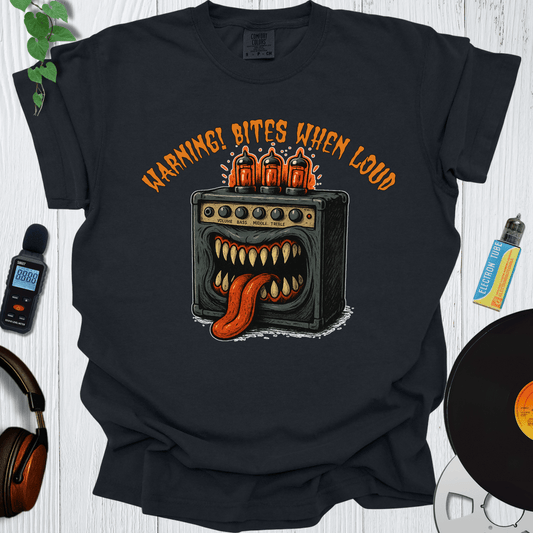 Printify T-Shirt Black / S Warning Bites When Loud