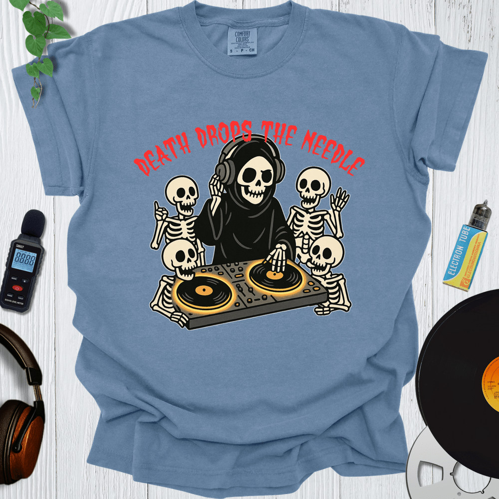 Printify T-Shirt Blue Jean / S Death Drops The Needle