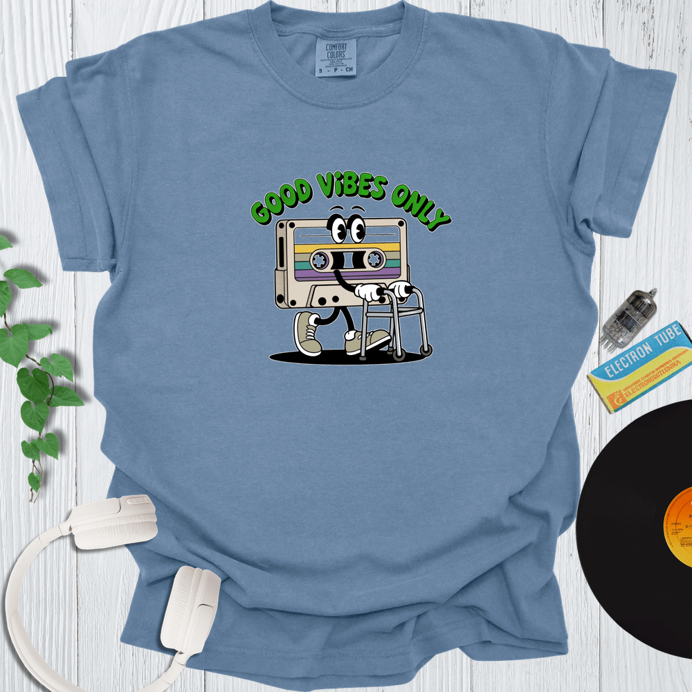 Printify T-Shirt Blue Jean / S Good Vibes Only Tape