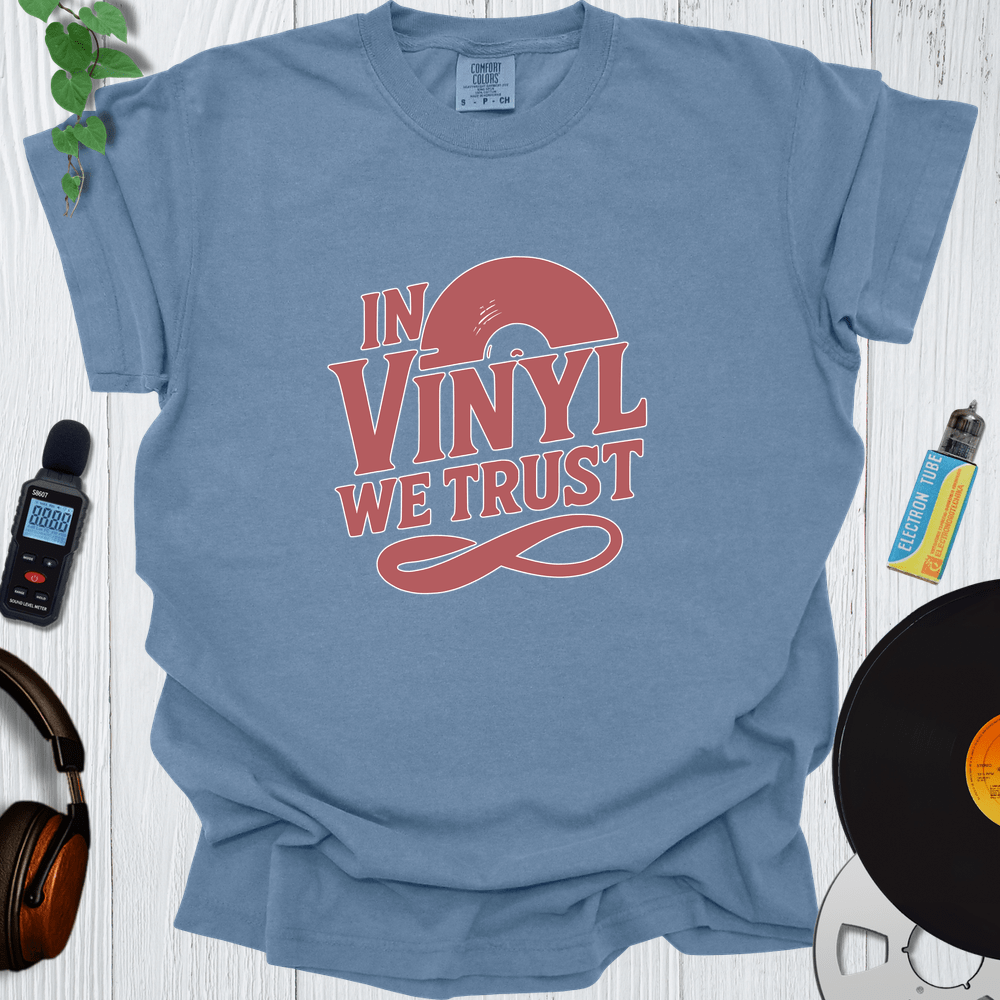 Printify T-Shirt Blue Jean / S In Vinyl We Trust