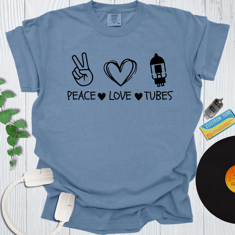 Printify T-Shirt Blue Jean / S Peace Love Tubes
