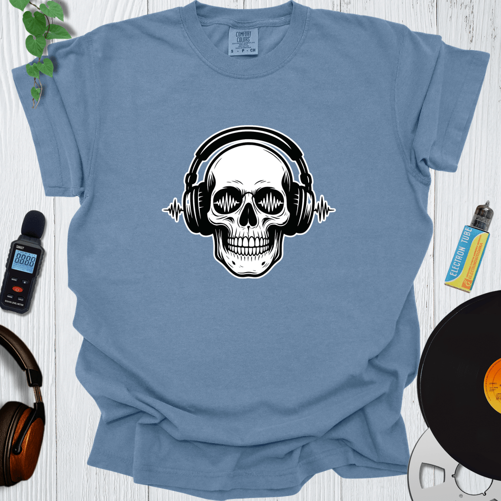 Printify T-Shirt Blue Jean / S Skull Headphones