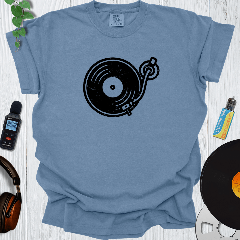 Printify T-Shirt Blue Jean / S Vinyl Record Outline