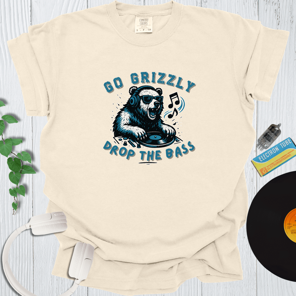 Printify T-Shirt Ivory / S Go Grizzley Drop the Bass