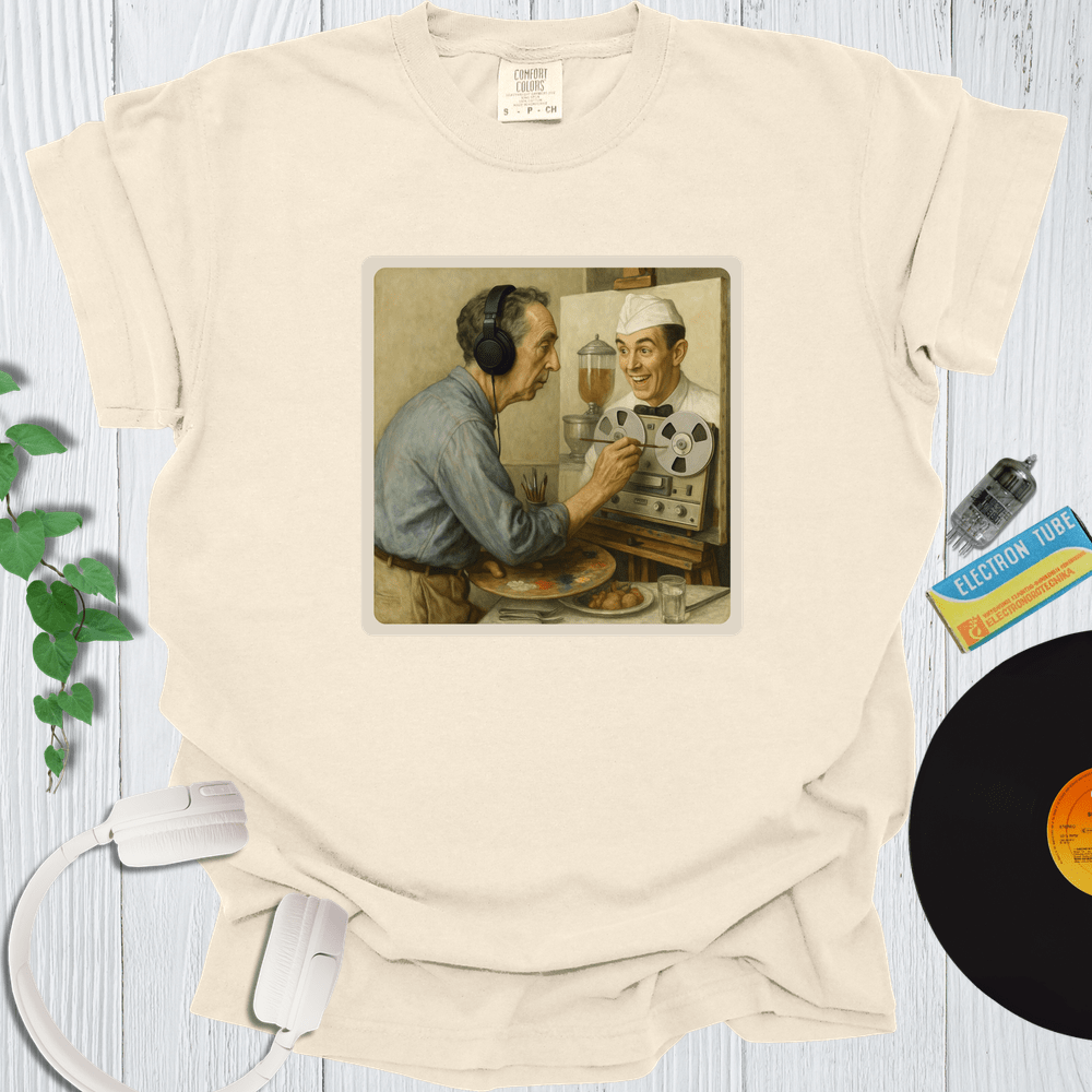 Printify T-Shirt Ivory / S Portrait Of Norman Rockwell Painting The Soda Jerk
