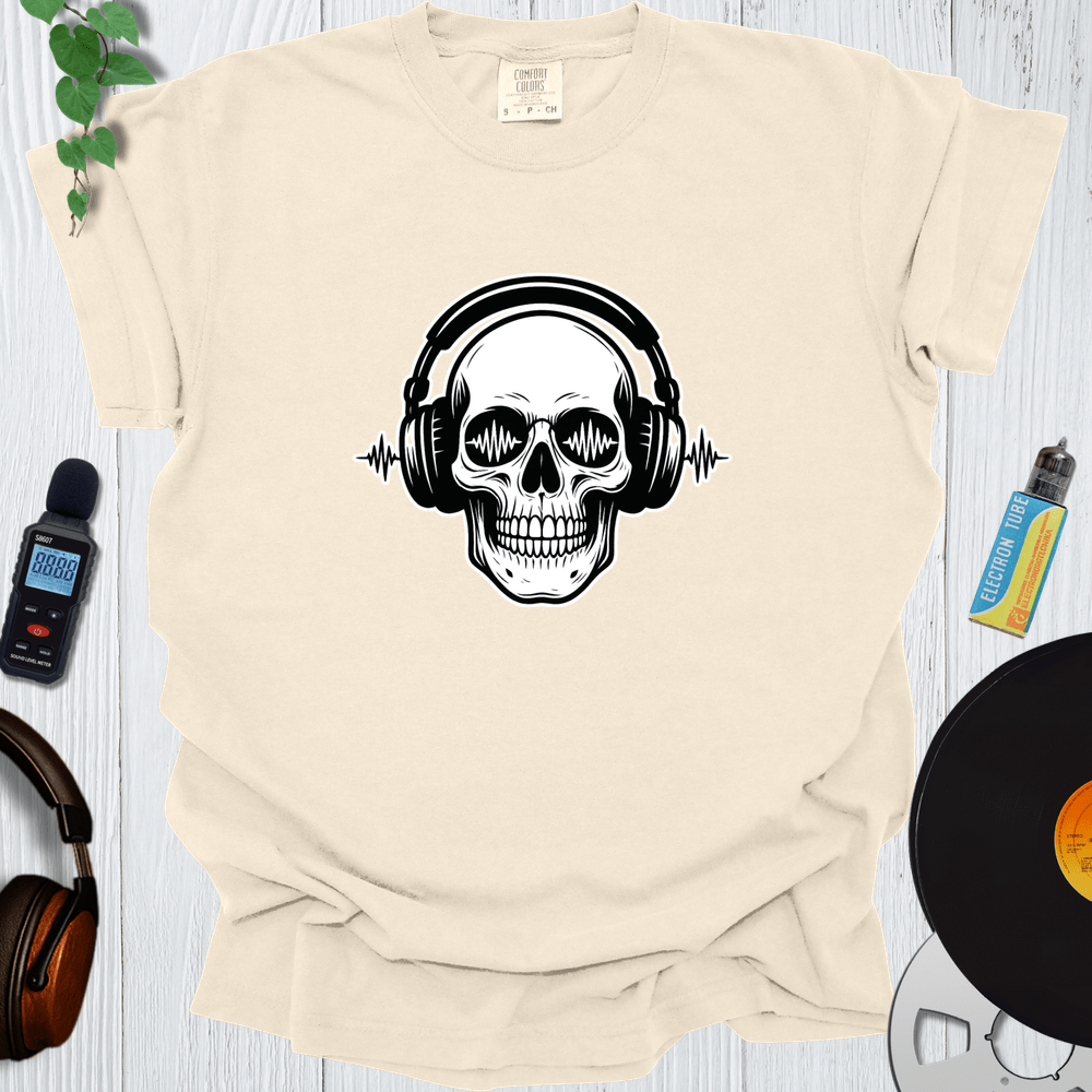 Printify T-Shirt Ivory / S Skull Headphones