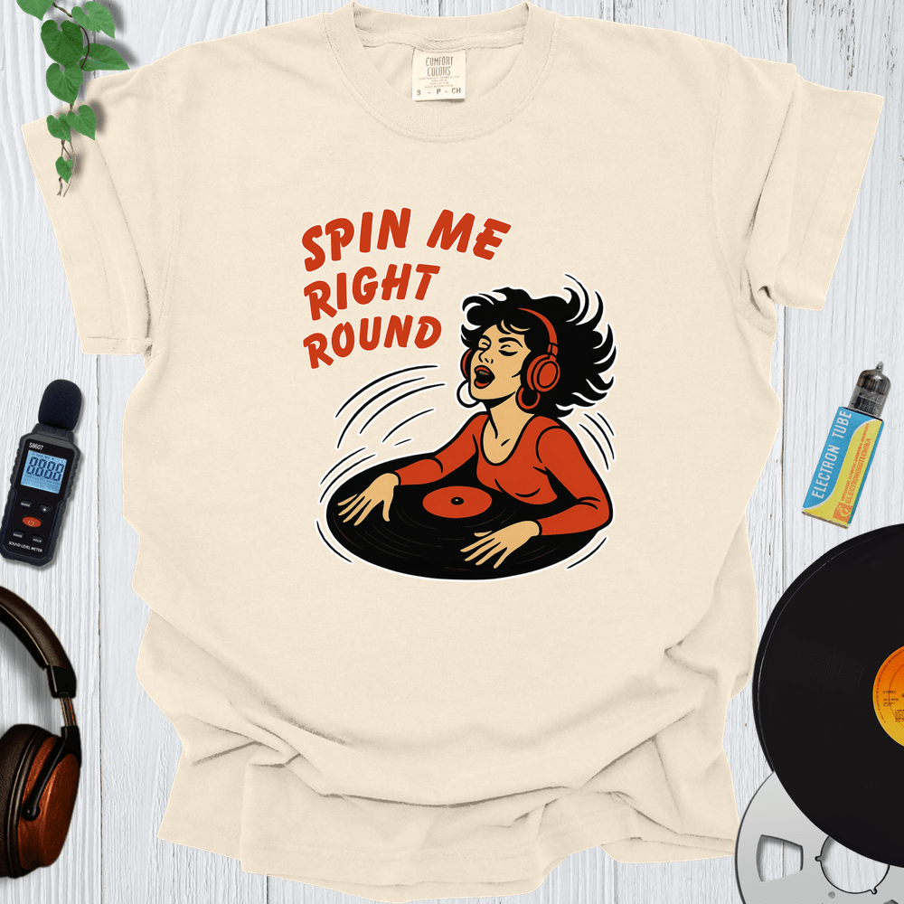Printify T-Shirt Ivory / S Spin Me Right Round