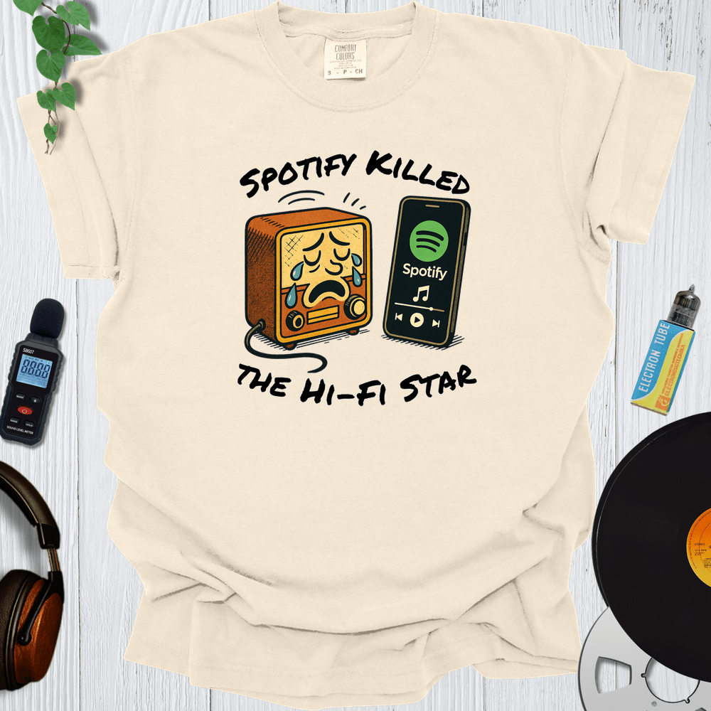 Printify T-Shirt Ivory / S Spotify Killed The Hi Fi Star