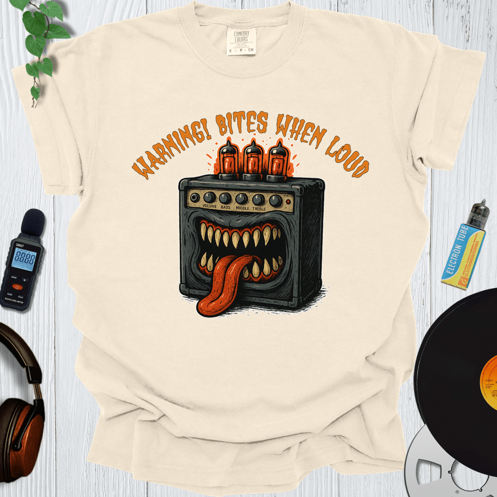 Printify T-Shirt Ivory / S Warning Bites When Loud