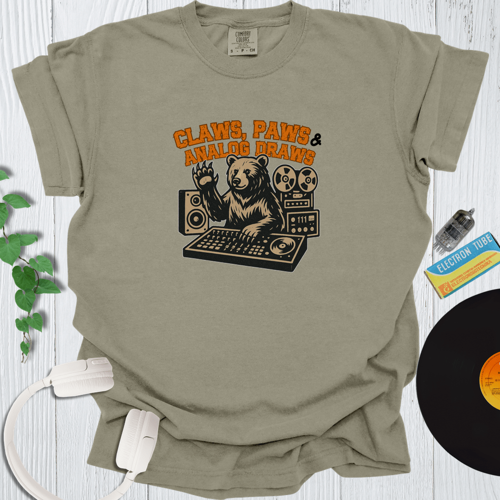 Printify T-Shirt Khaki / S Claws Paws and Analog Draws