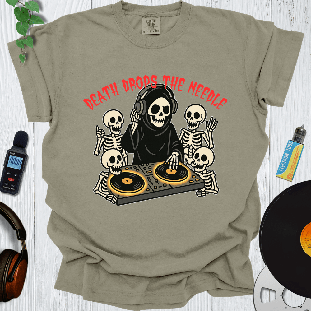 Printify T-Shirt Khaki / S Death Drops The Needle