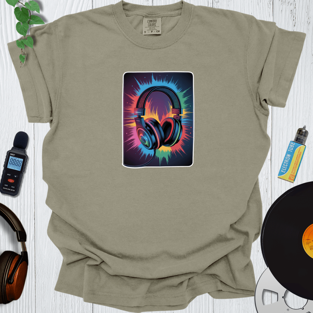 Printify T-Shirt Khaki / S Galactic Headphones
