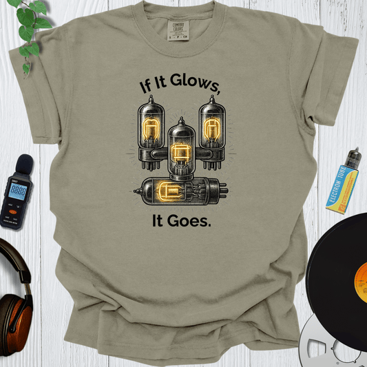 Printify T-Shirt Khaki / S If It Glows It Goes