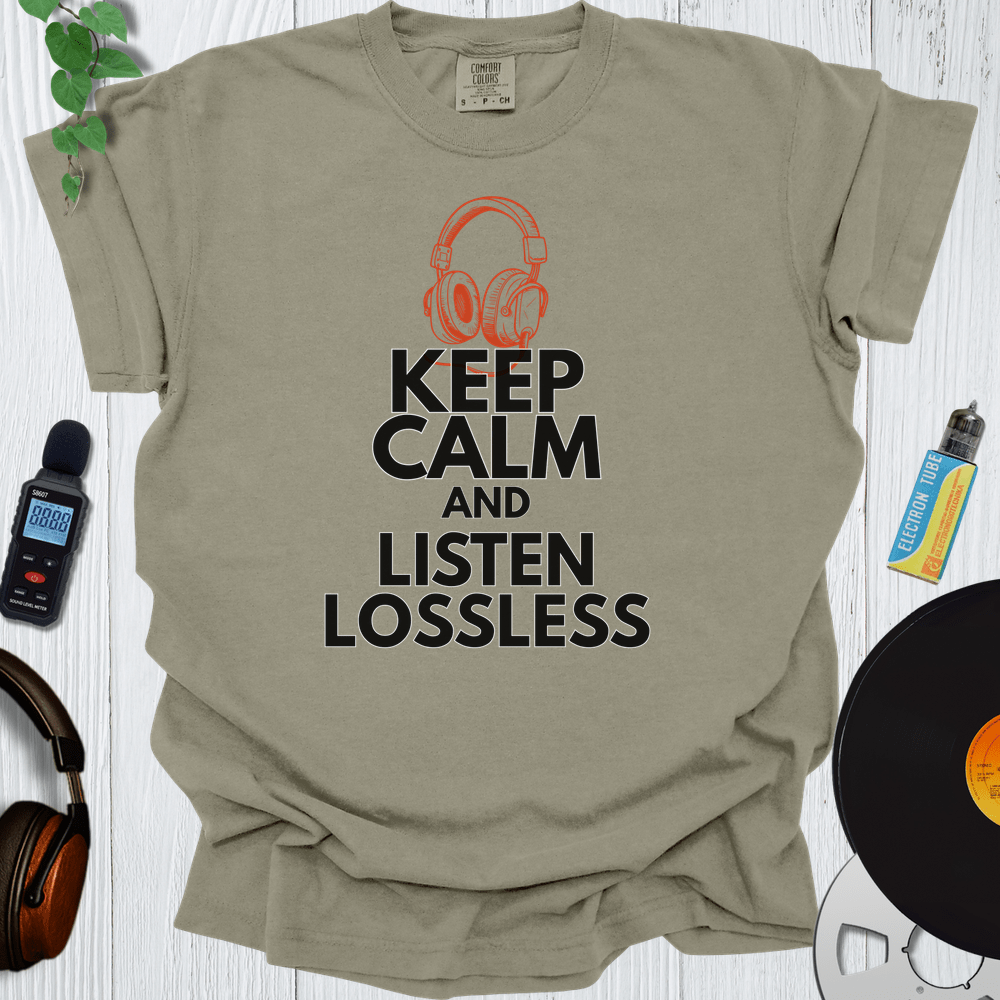 Printify T-Shirt Khaki / S Keep Calm And Listen Lossless